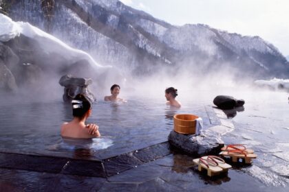 Onsen în timpul iernii